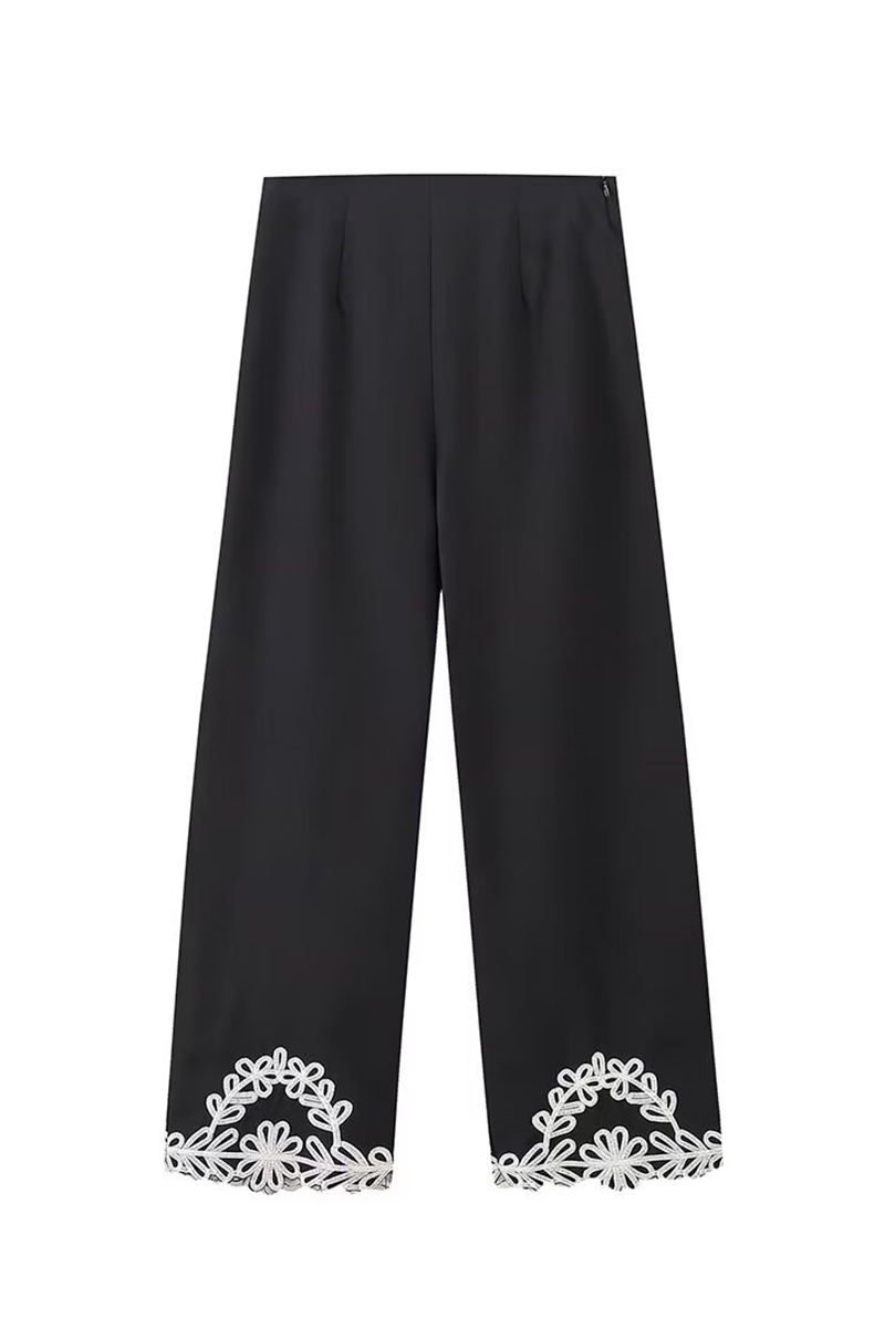 Tamara® | Abiti a due pezzi casual con scollo a V senza maniche ricamati in tinta unita a contrasto