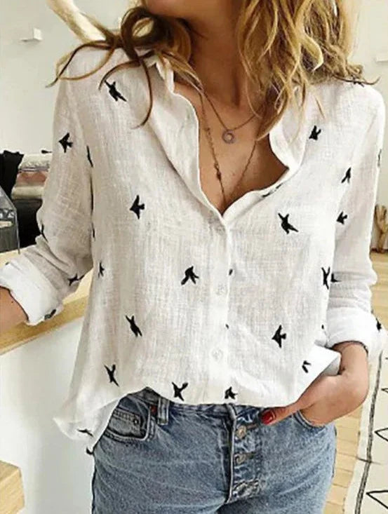 Rosa® | Camicia da donna elegante e casual a maniche lunghe, realizzata in cotone e lino