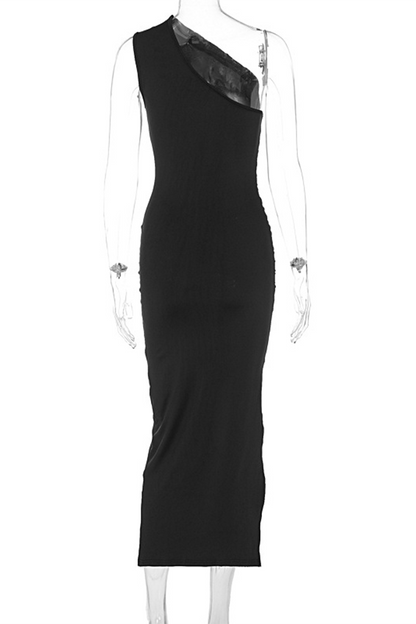 Viviana® | Abiti sexy in tinta unita con spacco, colletto in sbieco e gonna ad un balzo