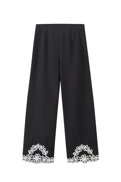 Tamara® | Abiti a due pezzi casual con scollo a V senza maniche ricamati in tinta unita a contrasto