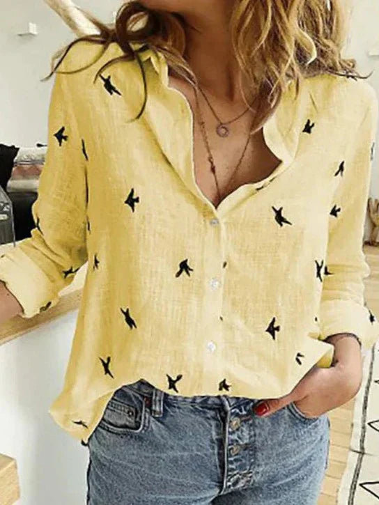 Rosa® | Camicia da donna elegante e casual a maniche lunghe, realizzata in cotone e lino