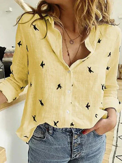 Rosa® | Camicia da donna elegante e casual a maniche lunghe, realizzata in cotone e lino