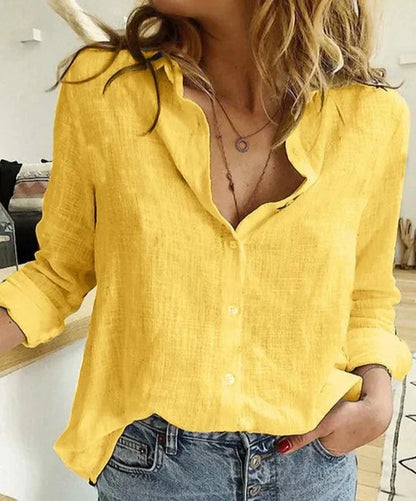 Rosa® | Camicia da donna elegante e casual a maniche lunghe, realizzata in cotone e lino